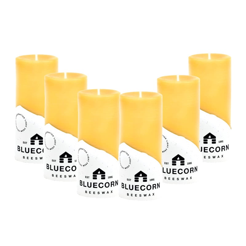 Bluecorn Beeswax Pillar Candle, 100% Pure Natural Bees Wax, 2x4.5 Candles, Clean Burning & Dripless, Long Lasting (36 Hrs), Soy & Fragrance Free, Fall & Christmas Home Decor, American Made, 6 Count - Image 1